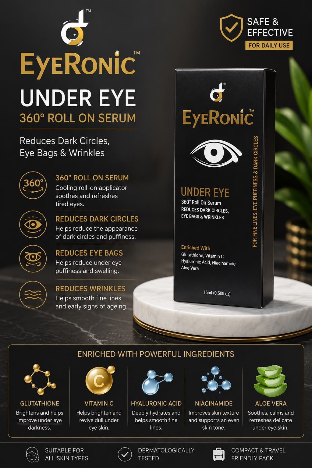 EyeRonic™ Under Eye 360° Roll-On Serum – 15 ml