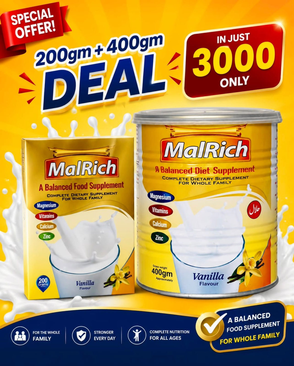 MalRich Balanced Diet Supplement – Vanilla Flavour